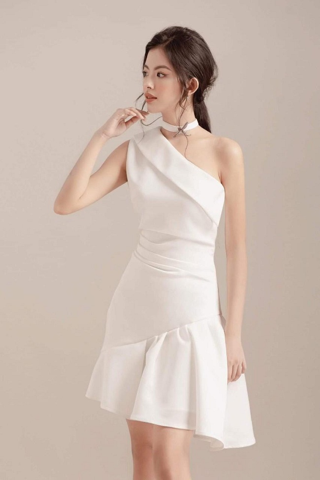 Váy body trắng lệch vai dự tiệc sang chảnh V7816 | The Queen Fashion